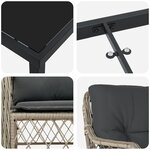 vidaXL Ensemble de salle à manger de jardin 7 pièces avec coussins gris clair poly rattan