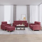 vidaXL Ensemble de canapés 4 Pièces avec coussins rouge bordeaux tissu
