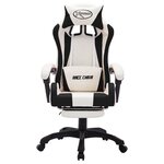 vidaXL Fauteuil de jeux vidéo avec LED RVB Noir et blanc Similicuir