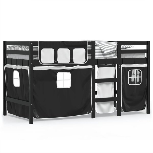 vidaXL Lit mezzanine enfants avec rideaux sans matelas 90x190 cm