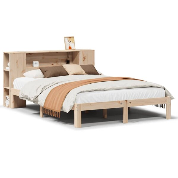 vidaXL Lit bibliothèque sans matelas 135x190 cm bois de pin massif