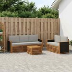 vidaXL Ensemble de canapés d'extérieur 6 pc Naturel et gris clair