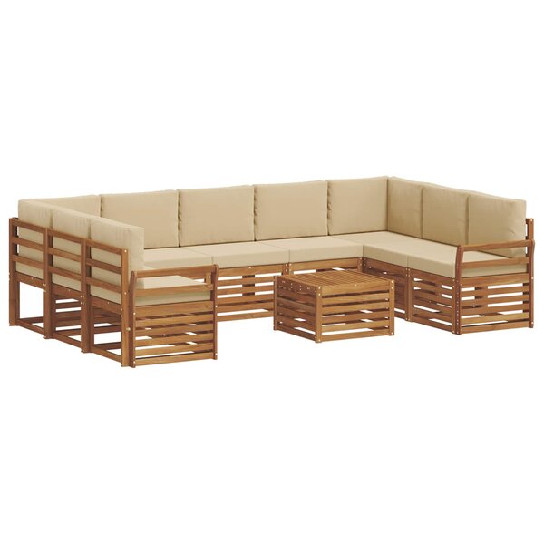 vidaXL Ensemble de canapés d'extérieur 10 pc Naturel et Beige