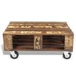 vidaXL Table basse avec 4 roulettes Bois recyclé
