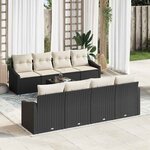 vidaXL Ensemble de canapé de jardin 7 Pièces Noir  Crème 55 x 55 x 37 cm