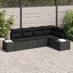 vidaXL Ensemble de canapé de jardin 5 Pièces Noir polyrotin
