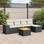 vidaXL Salon de jardin 6 Pièces avec coussins noir résine tressée