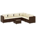 vidaXL Salon de jardin avec coussins 7 Pièces marron résine tressée