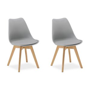 2 Chaises Grises avec Pieds en Bois