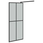 vidaXL Paroi de douche avec étagère Noir 100x195cm Verre ESG&Aluminium