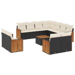 vidaXL Salon de jardin 12 Pièces avec coussins noir résine tressée