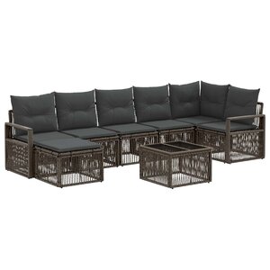 vidaXL Ensemble de canapé de jardin 8 Pièces Gris polyrotin