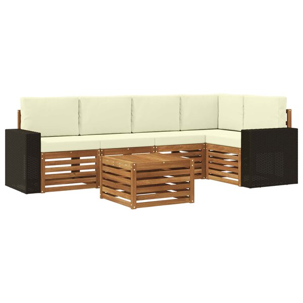 vidaXL Ensemble de canapé d'angle avec coussin 6 Pièces Naturel et Crème