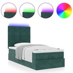 vidaXL Cadre de lit ottoman avec matelas vert foncé 100x200 cm velours