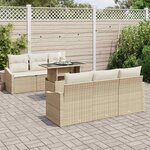 vidaXL Ensemble de canapé de jardin 7 Pièces Beige et crème polyrotin
