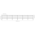 vidaXL Clôture de jardin avec dessus en lance Acier 10 2 x 1 2 m Noir