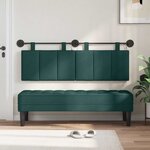 vidaXL Tête de lit suspendue Avec lumière LED Vert foncé Tissu