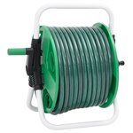 vidaXL Enrouleur de tuyau vert sur pied avec tuyau de 30 m PVC