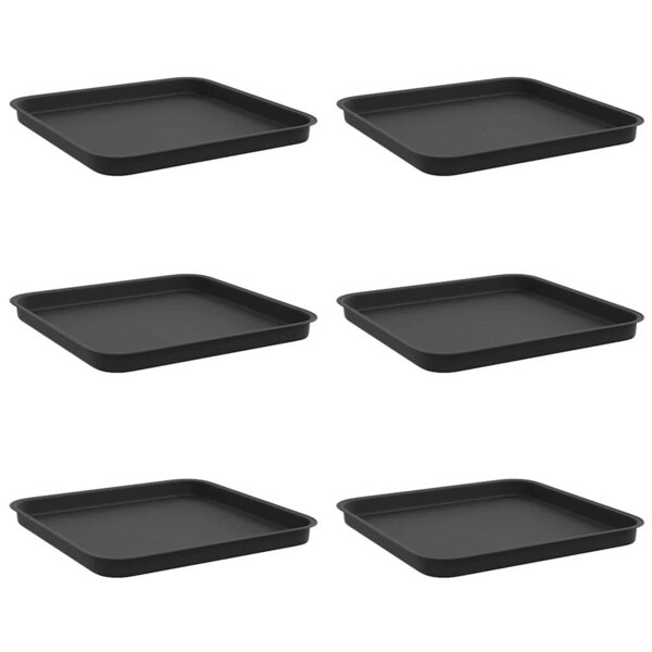 vidaXL Plateau carré à fleurs 6 pc Noir 32 x 32 x 2 5 cm Plastique