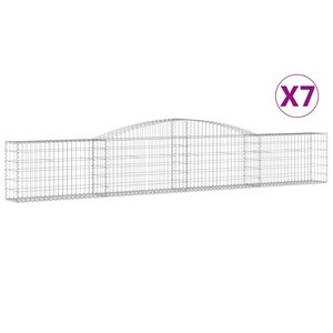 vidaXL Paniers à gabions arqués 7 Pièces 400x30x60/80 cm Fer galvanisé