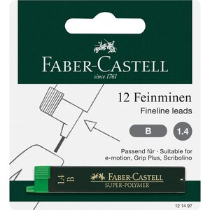 Blister 12 mines SUPER-POLYMER 1 4mm Dureté B FABER-CASTELL