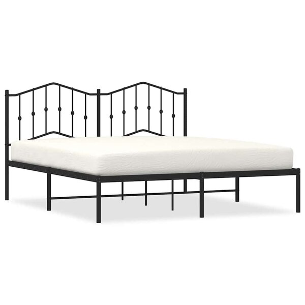 vidaXL Cadre de lit métal sans matelas avec tête de lit noir 183x213cm