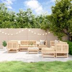 vidaXL Salon de jardin 10 Pièces avec coussins bois massif