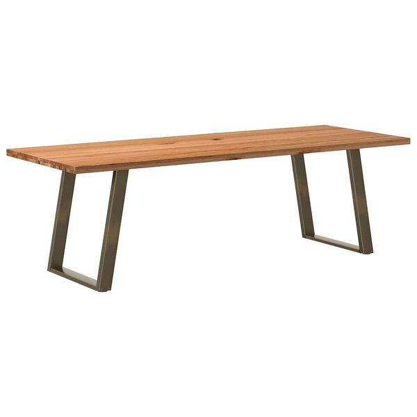 vidaXL Table à manger marron clair bois de chêne massif rectangulaire