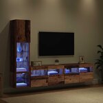 vidaXL Unité murale de TV avec LED 4 Pièces Bois ancien Bois d'ingénierie
