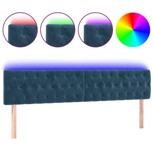 vidaXL Tête de lit à LED Bleu foncé 200x7x78/88 cm Velours