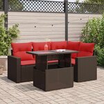 vidaXL Salon de jardin avec coussins 5Pièces marron résine tressée acacia