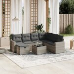 vidaXL Salon de jardin 8 Pièces avec coussins gris clair résine tressée