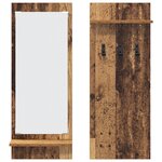 vidaXL Porte-manteau mural avec étagère avec stockage avec miroir Bois ancien 70 x 10 x 90 cm