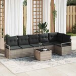 vidaXL Ensemble de canapé de jardin 7 Pièces Gris Poly rotin