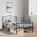 vidaXL Cadre de lit métal sans matelas et pied de lit noir 100x200 cm