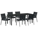 vidaXL Ensemble de salle à manger pour jardin 7 pc Noir et gris