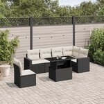 vidaXL Salon de jardin 7 Pièces avec coussins noir résine tressée