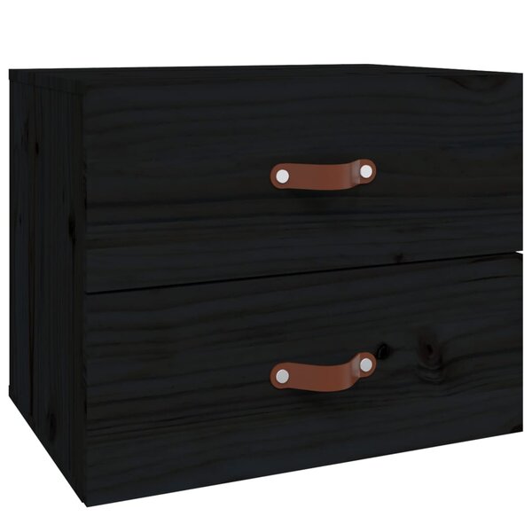vidaXL Table de chevet murale Noir 50x36x40 cm
