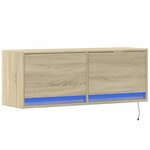 vidaXL Meuble TV mural avec lumières LED chêne sonoma 100x31x35 cm