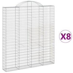 vidaXL Paniers à gabions arqués 8 Pièces 200x30x220/240 cm fer galvanisé