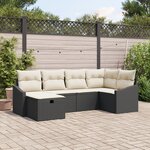 vidaXL Ensemble de 6 canapés de jardin avec coussins noir et poly rattan