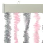 vidaXL Rideau anti-mouches gris argenté et rose 100x220 cm chenille