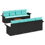 vidaXL Ensemble de canapé de jardin avec coussin 9 Pièces Noir polyrotin