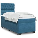 vidaXL Sommier à lattes de lit avec matelas bleu 90x200 cm velours