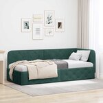vidaXL Cadre de lit d'angle Vert foncé 80 x 200 cm Velours