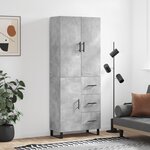 vidaXL Buffet haut Gris béton 69 5x34x180 cm Bois d'ingénierie