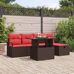 vidaXL Ensemble de canapé de jardin 6 Pièces Marron Poly rotin