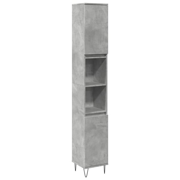 vidaXL Armoire de salle de bain gris béton 30x30x190 cm