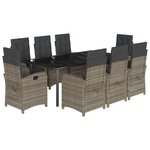 vidaXL Ensemble à manger de jardin 9 Pièces coussins gris résine tressée