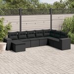 vidaXL Salon de jardin 8 Pièces avec coussins noir résine tressée